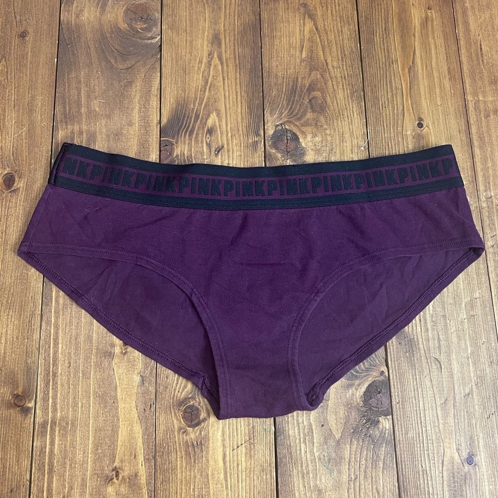 Pink by Victoria’s Secret hipster panties size medium burgundy purple and black